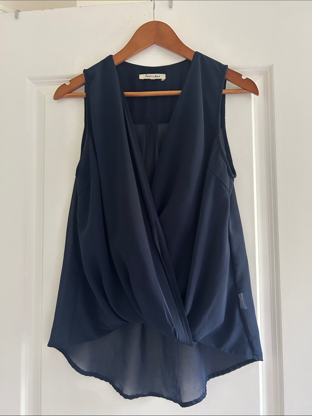 Love Marks Navy Draped Wrap-Front Sleeveless Camisole